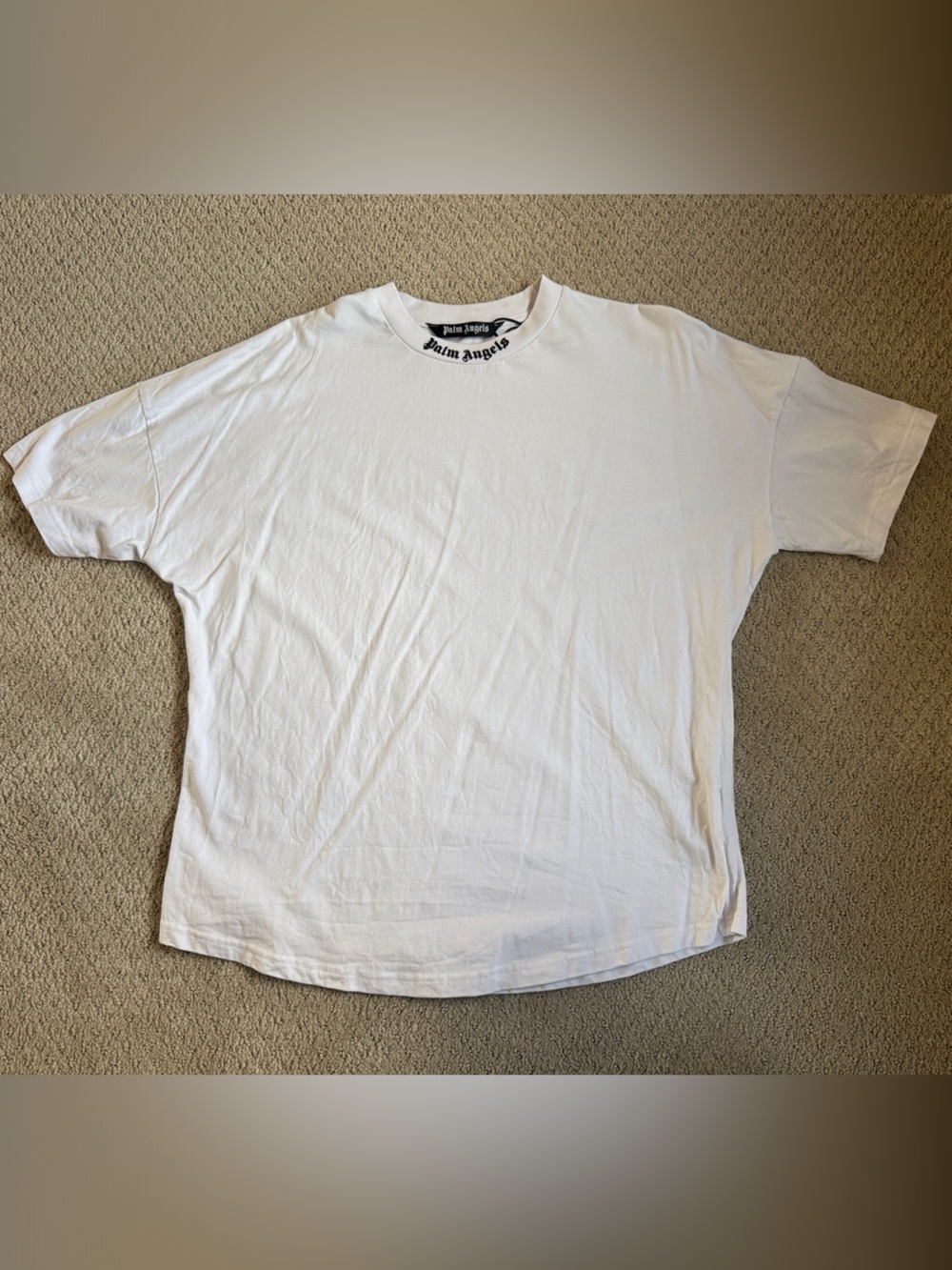 Palm Angels White Logo-Trim Crewneck T-Shirt